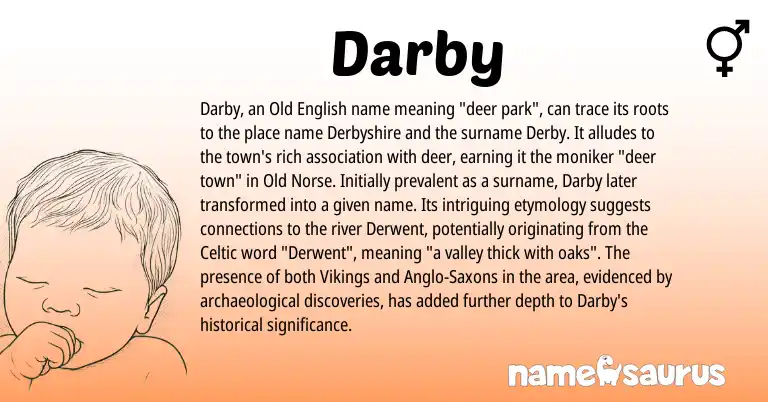 Infographic about Darby name meaning, Darby is a name from Old English, Old Norse, Celtic origin(s).