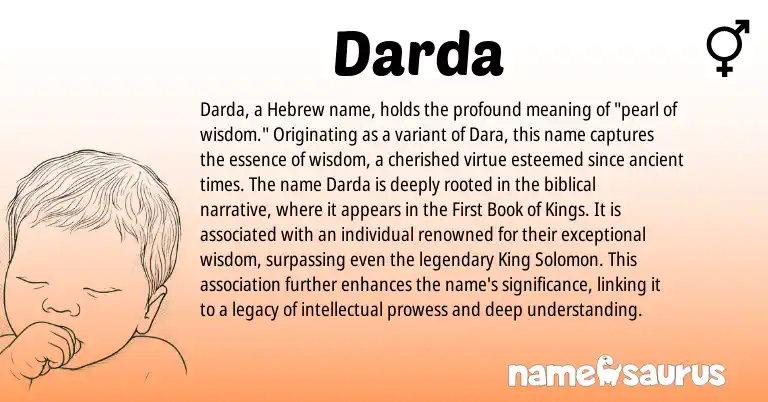 Infographic about Darda name meaning, Darda is a name from Hebrew origin(s).