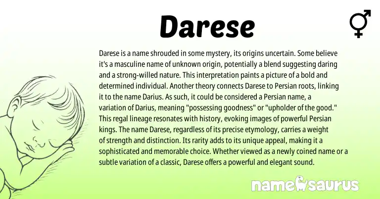 Infographic about Darese name meaning, Darese is a name from Other origin(s).