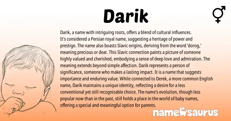 Infographic about Darik name meaning, Darik is a name from Latin, Slavic origin(s).