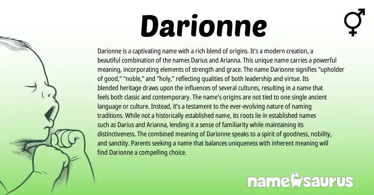 Infographic about Darionne name meaning, Darionne is a name from Other origin(s).