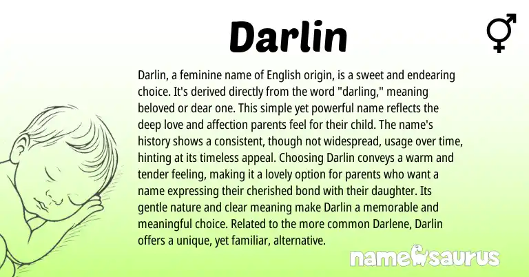 Infographic about Darlin name meaning, Darlin is a name from English origin(s).