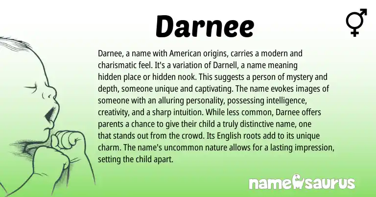 Infographic about Darnee name meaning, Darnee is a name from American origin(s).