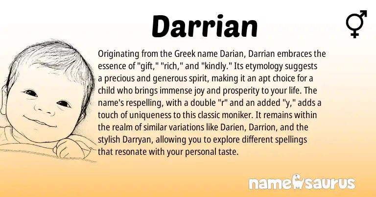 Infographic about Darrian name meaning, Darrian is a name from Greek origin(s).