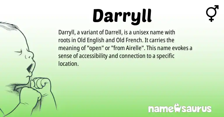 Infographic about Darryll name meaning, Darryll is a name from Old English, Old French origin(s).