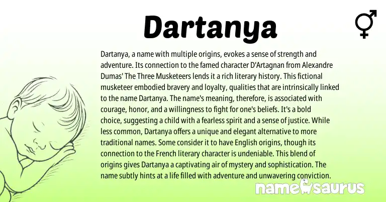 Infographic about Dartanya name meaning, Dartanya is a name from Other origin(s).