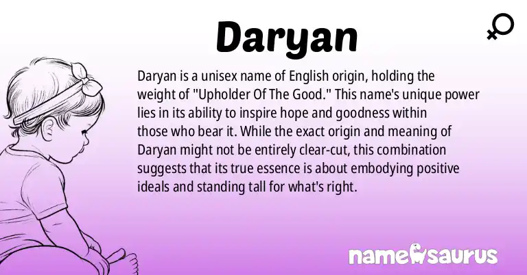 Infographic about Daryan name meaning, Daryan is a name from English origin(s).