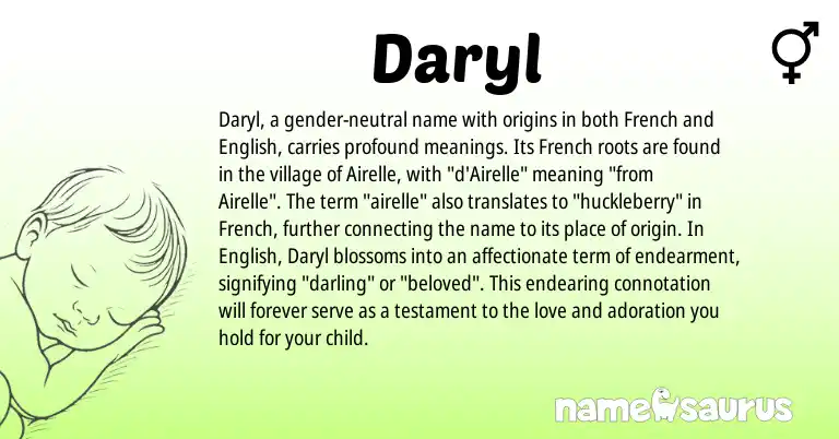 Infographic about Daryl name meaning, Daryl is a name from English, French origin(s).