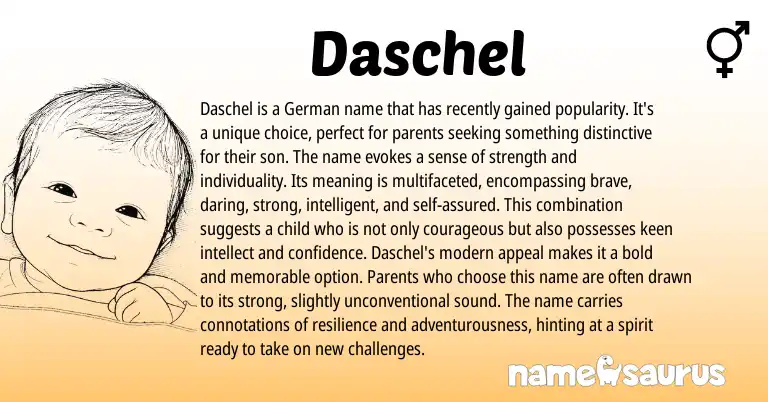 Infographic about Daschel name meaning, Daschel is a name from German, Germanic origin(s).