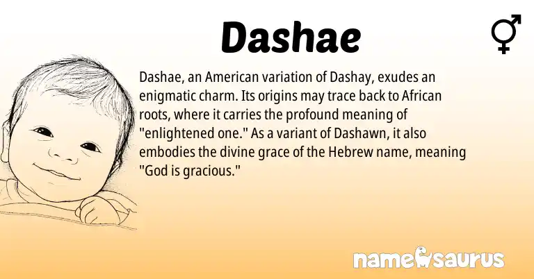Infographic about Dashae name meaning, Dashae is a name from African, American, Hebrew origin(s).