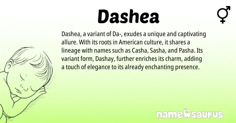 Infographic about Dashea name meaning, Dashea is a name from American origin(s).