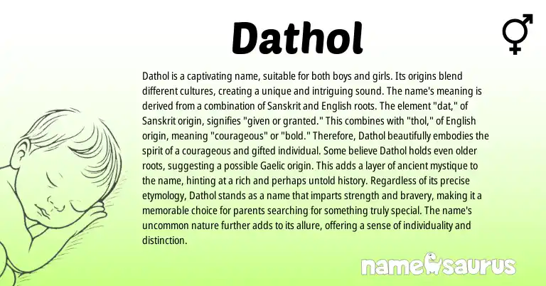Infographic about Dathol name meaning, Dathol is a name from English, Sanskrit origin(s).