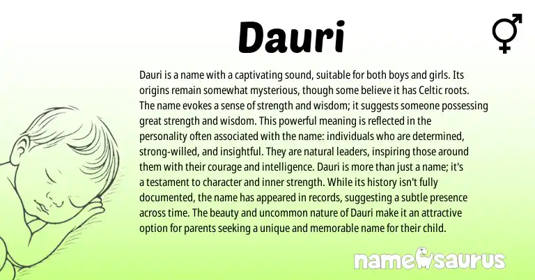 Infographic about Dauri name meaning, Dauri is a name from Celtic origin(s).