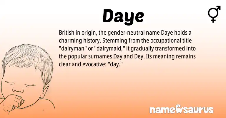 Infographic about Daye name meaning, Daye is a name from British origin(s).