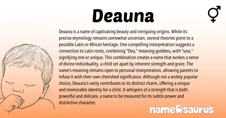 Infographic about Deauna name meaning, Deauna is a name from Latin origin(s).