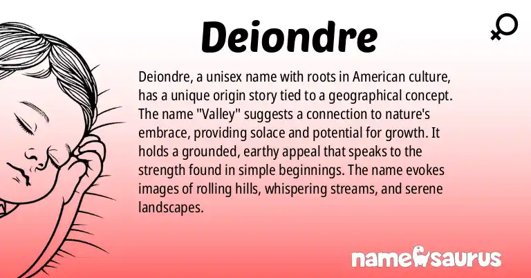 Infographic about Deiondre name meaning, Deiondre is a name from American origin(s).