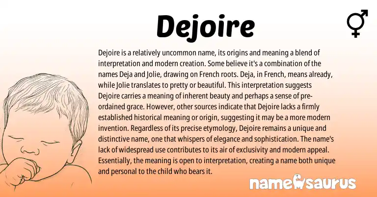Infographic about Dejoire name meaning, Dejoire is a name from French, English, American origin(s).