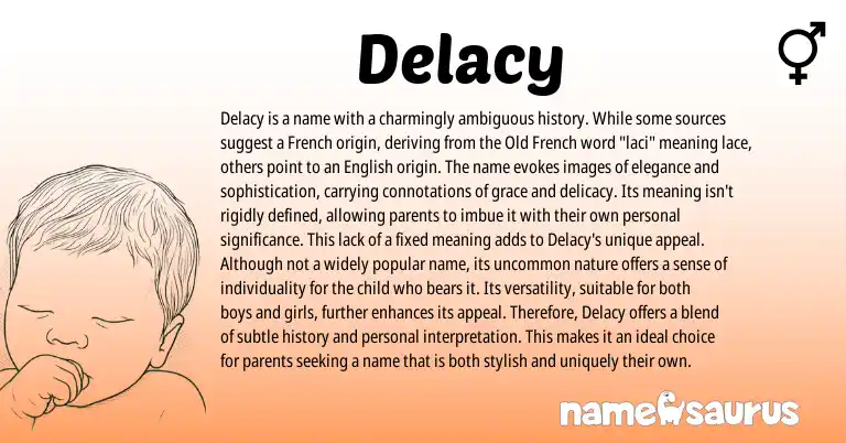 Infographic about Delacy name meaning, Delacy is a name from French origin(s).