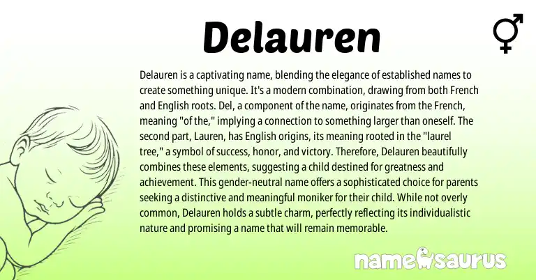 Infographic about Delauren name meaning, Delauren is a name from French, English origin(s).