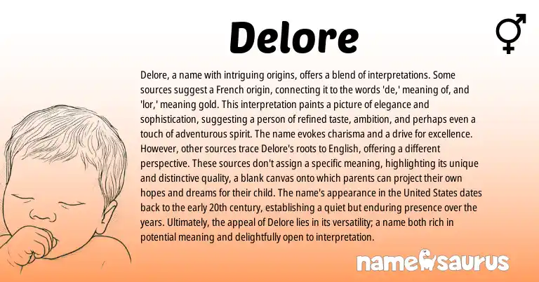 Infographic about Delore name meaning, Delore is a name from French origin(s).