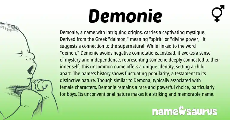 Infographic about Demonie name meaning, Demonie is a name from Other origin(s).