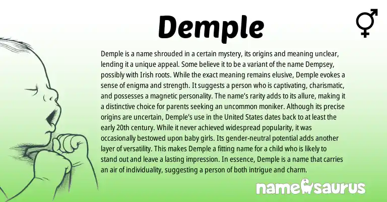Infographic about Demple name meaning, Demple is a name from Other origin(s).