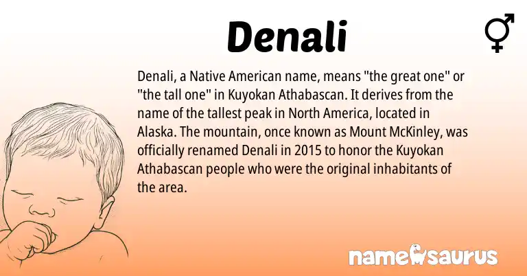 Infographic about Denali name meaning, Denali is a name from Native American origin(s).