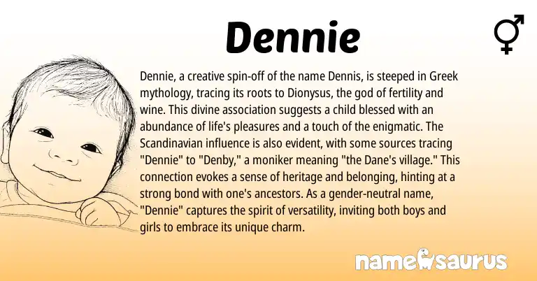 Infographic about Dennie name meaning, Dennie is a name from Scandinavian, Greek origin(s).