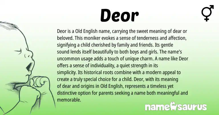 Infographic about Deor name meaning, Deor is a name from English origin(s).