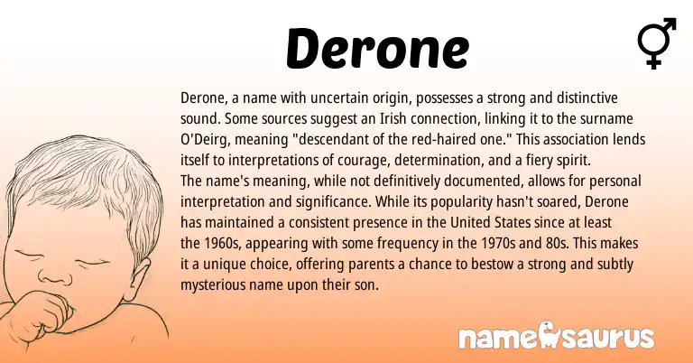Infographic about Derone name meaning, Derone is a name from Irish origin(s).