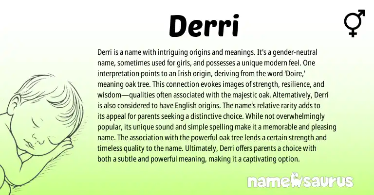 Infographic about Derri name meaning, Derri is a name from English, Irish origin(s).