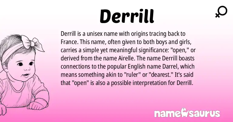 Infographic about Derrill name meaning, Derrill is a name from French origin(s).