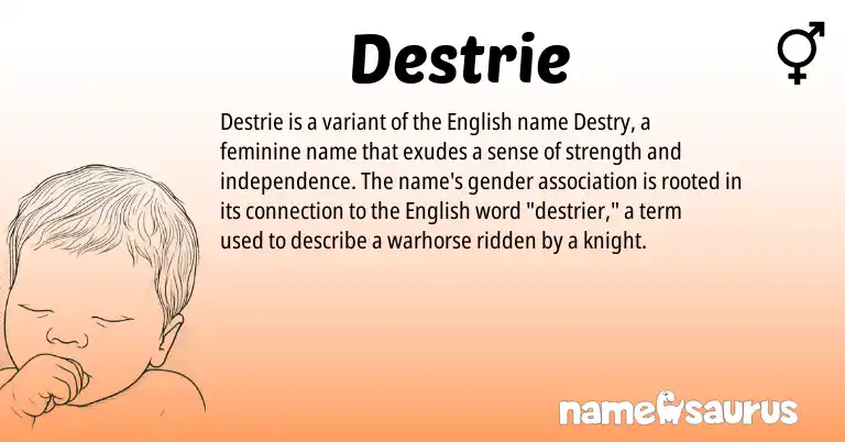 Infographic about Destrie name meaning, Destrie is a name from English origin(s).