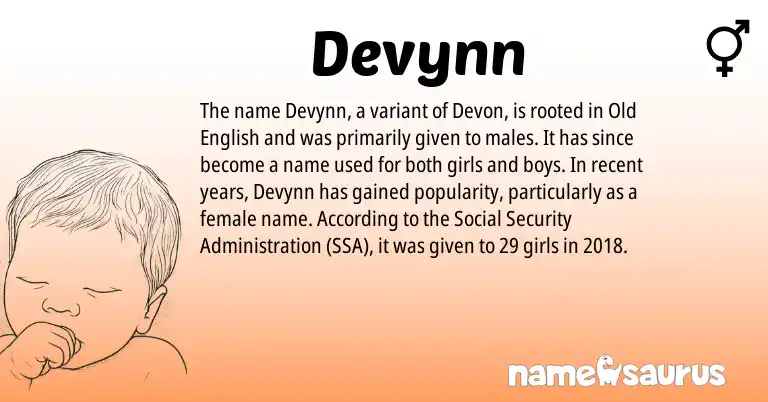 Infographic about Devynn name meaning, Devynn is a name from Old English origin(s).