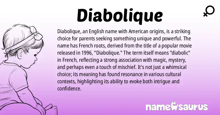 Infographic about Diabolique name meaning, Diabolique is a name from English (American) origin(s).