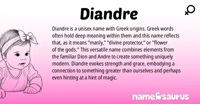 Infographic about Diandre name meaning, Diandre is a name from Greek origin(s).