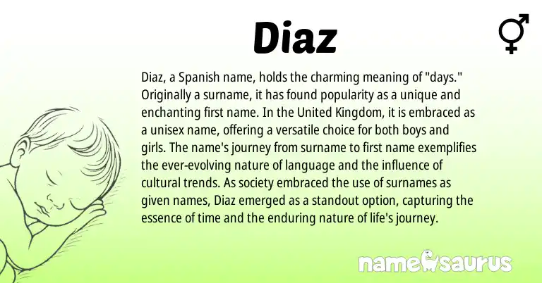 Infographic about Diaz name meaning, Diaz is a name from Spanish, United Kingdom origin(s).