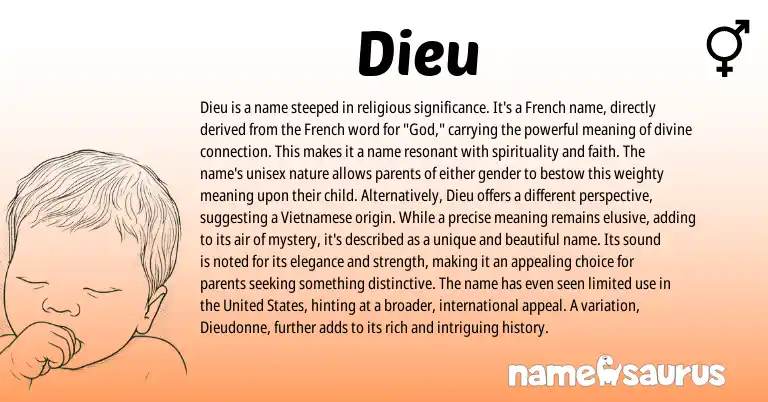 Infographic about Dieu name meaning, Dieu is a name from French, Vietnamese origin(s).