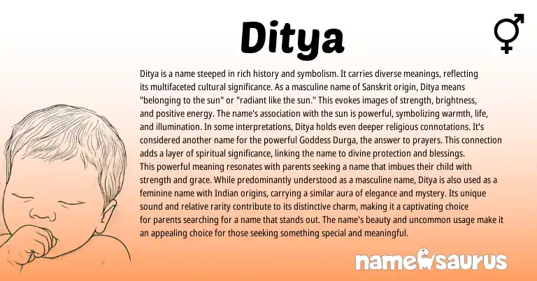 Infographic about Ditya name meaning, Ditya is a name from Nepali, Sanskrit origin(s).