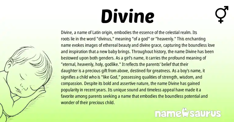 Infographic about Divine name meaning, Divine is a name from Latin origin(s).