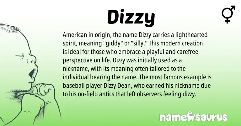 Infographic about Dizzy name meaning, Dizzy is a name from American origin(s).
