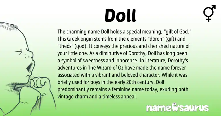 Infographic about Doll name meaning, Doll is a name from Greek origin(s).