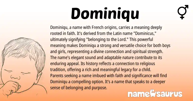 Infographic about Dominiqu name meaning, Dominiqu is a name from Other origin(s).