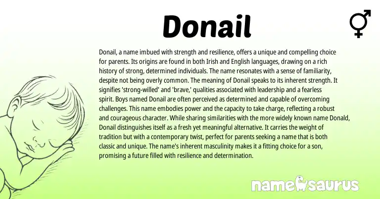 Infographic about Donail name meaning, Donail is a name from English, Irish origin(s).