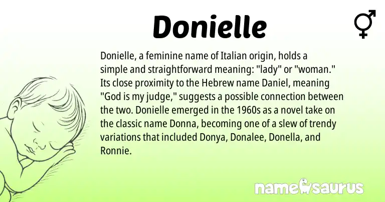 Infographic about Donielle name meaning, Donielle is a name from Hebrew, Italian origin(s).