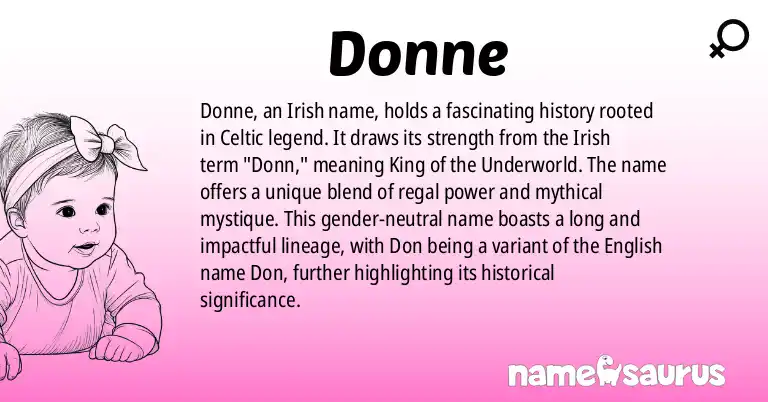 Infographic about Donne name meaning, Donne is a name from Irish origin(s).