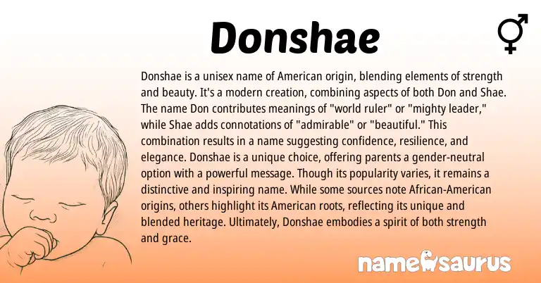 Infographic about Donshae name meaning, Donshae is a name from American origin(s).