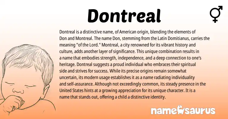 Infographic about Dontreal name meaning, Dontreal is a name from Latin, American origin(s).