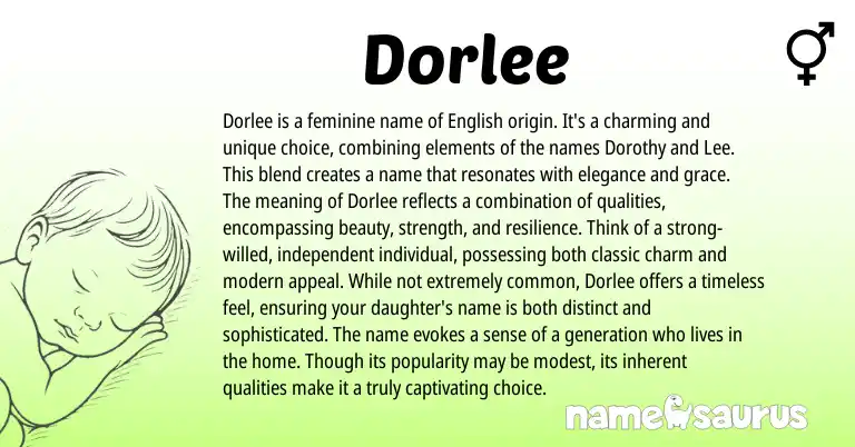 Infographic about Dorlee name meaning, Dorlee is a name from Hebrew, English, American origin(s).