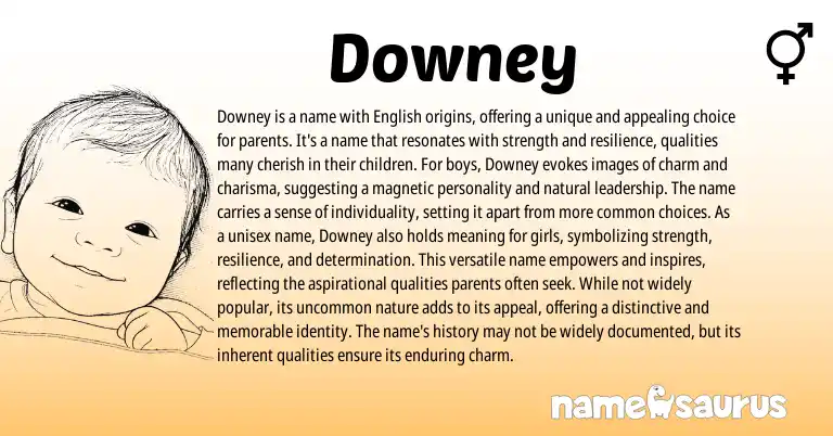 Infographic about Downey name meaning, Downey is a name from Irish origin(s).